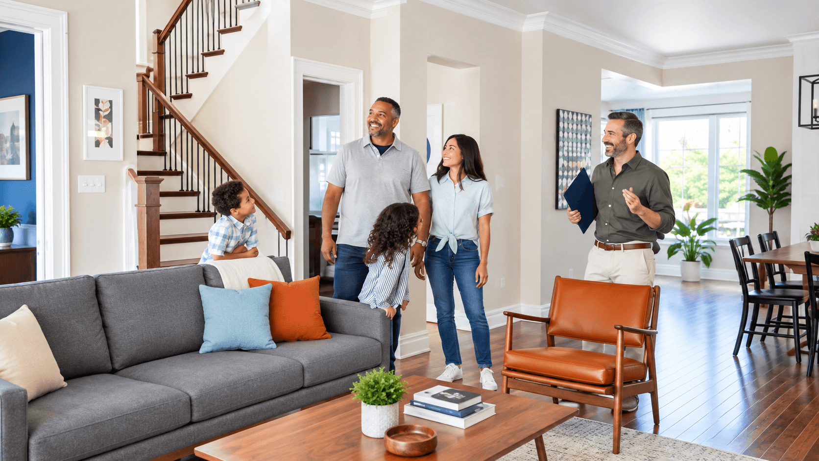 Buyers touring a new construction home
