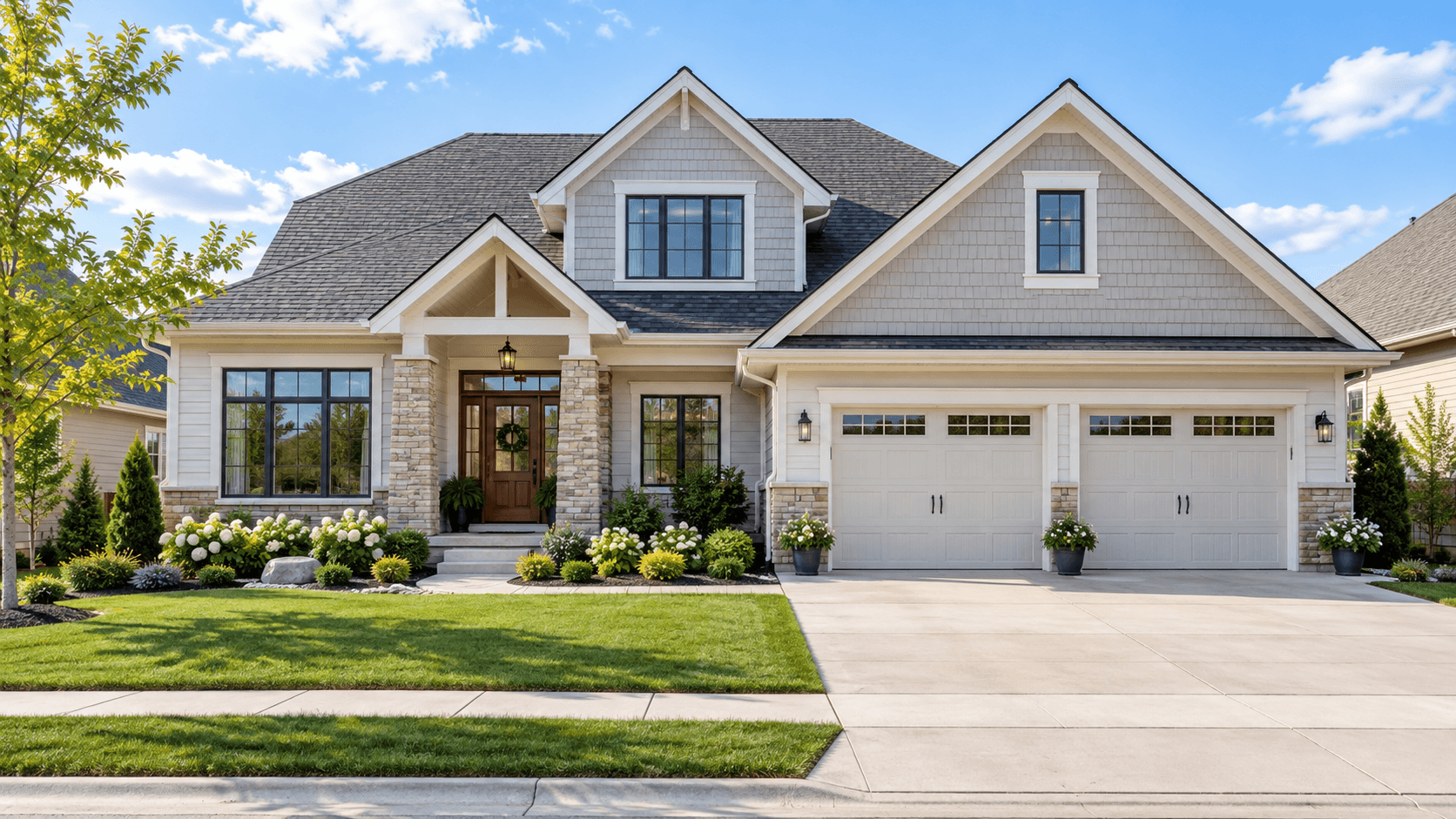 Single family home exterior with a two car garage